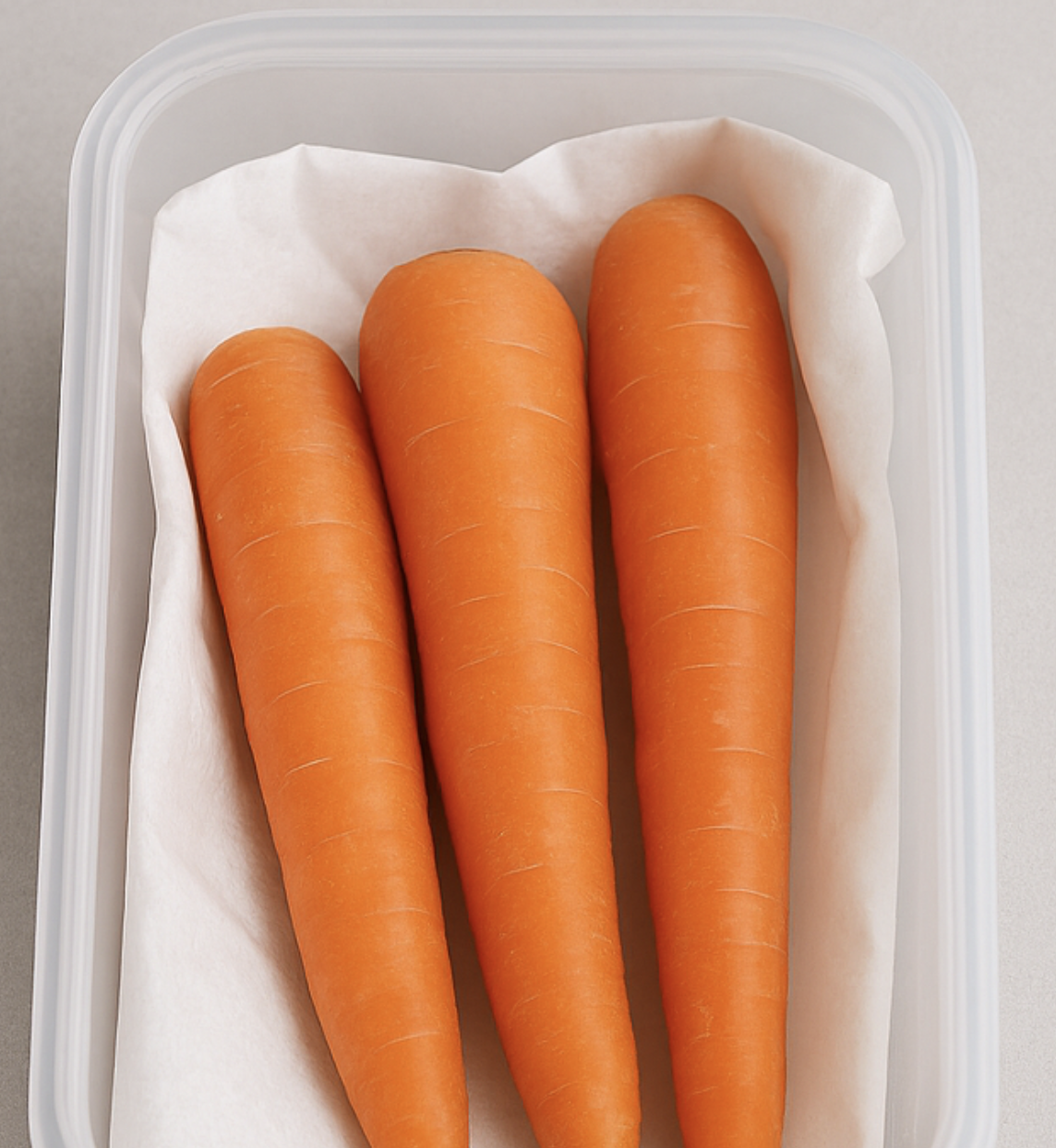 당근 – 건조하게, 밀폐 용기에